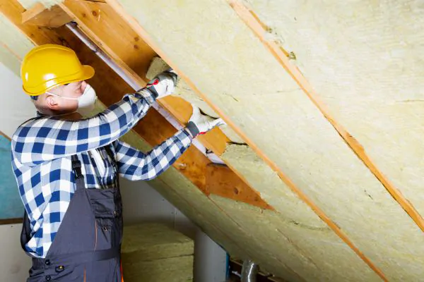 Roofing Contractor Intalling Insulation